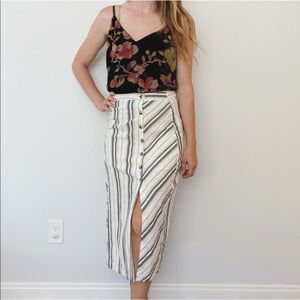 FP Linen Button Down Midi Skirt